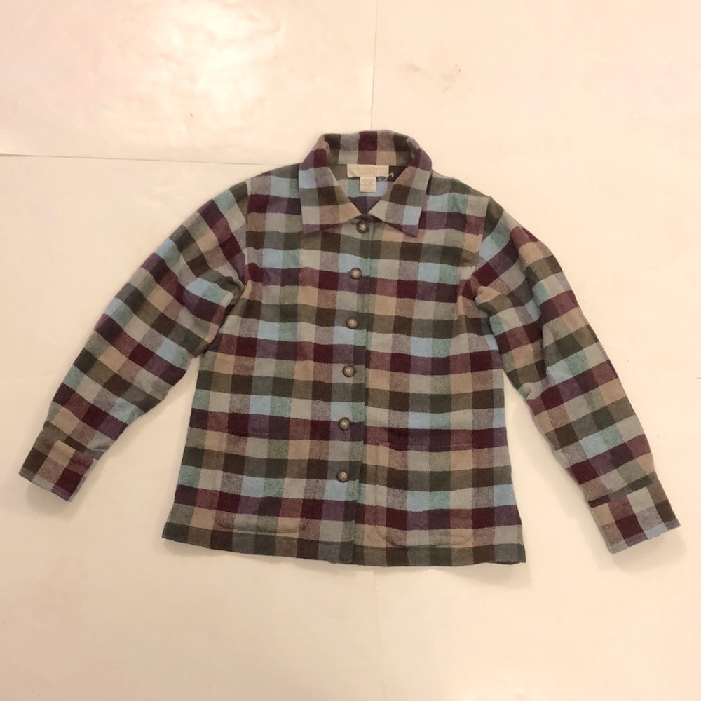 Geoffrey Beene Sport 8 Jacket Shirt Multi Colour Check Pockets Button Excellent